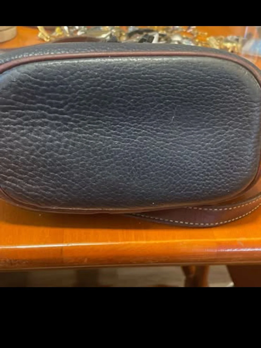 Dooney & Bourke Black Pebble Leather Drawstring Bucket Bag
